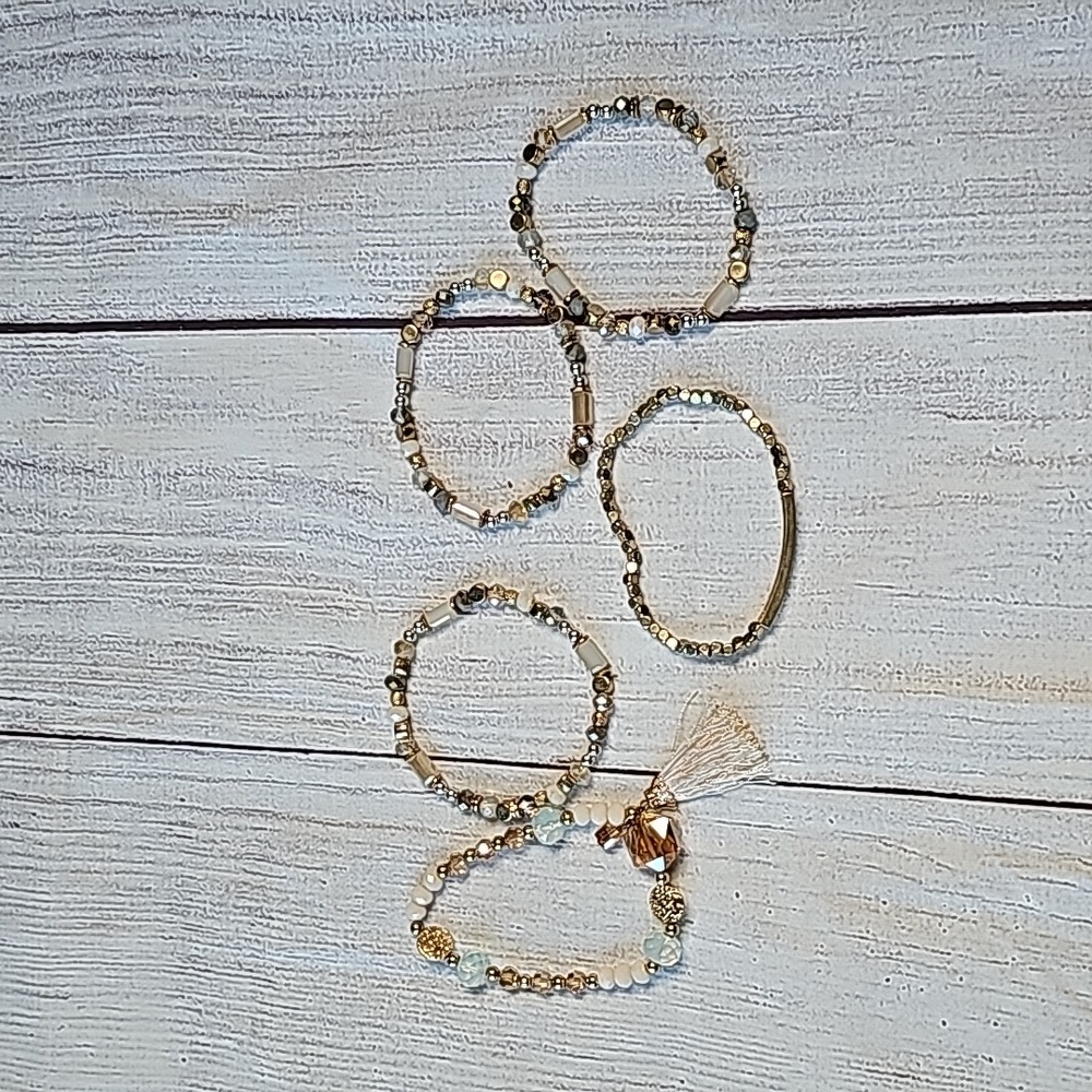 NY&Co Inspire gold beaded bracelet set - Picture 2 of 5
